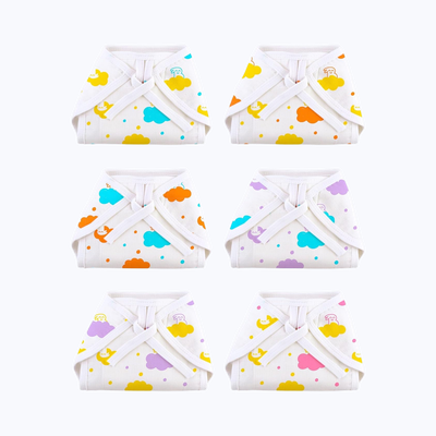 Superbottoms Pack of 6 BASIC 100% Cotton Langot, Double Layered, Soft & Breathable (Up to 5Kg)
