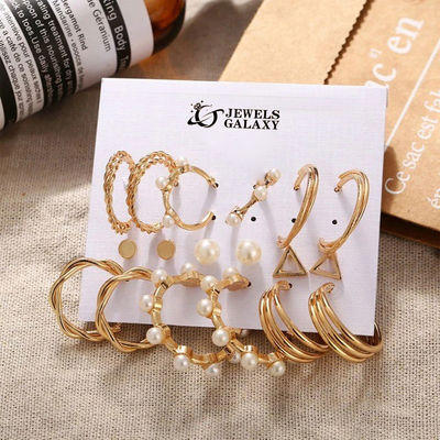 Gold-Toned Office Wear Studs & Hoop Earrings