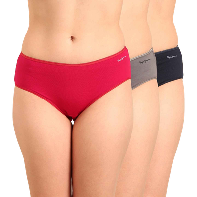 Womens Hot Pink Combo Premium 100% Cotton Women Hipster - Pack of 3 (XL) Breathable
