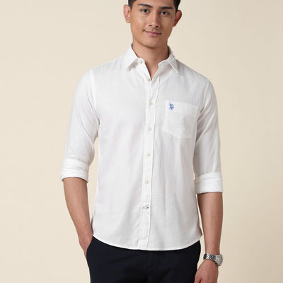 USPA Dobby Cotton Shirt for Men Tailored Fit - White
