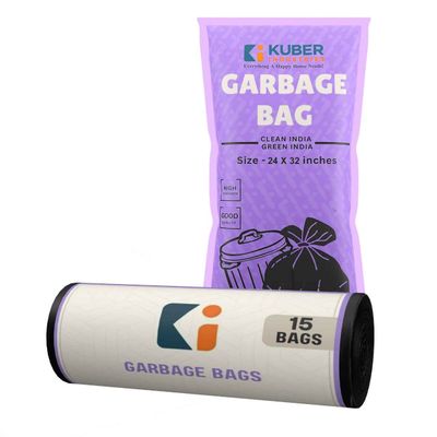 24x32 Inches Premium Garbage Bags for Dustbin | 15 Bags (1 Rolls) Black