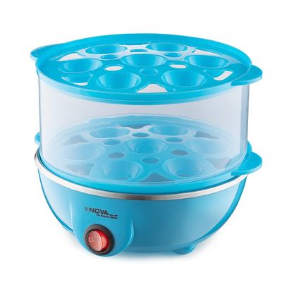 NEC 1532 Double Layer Electric Egg Boiler, 350Watt, Boils Upto 14 Eggs, Automatic Shutt Off, Overheat Protection - Blue