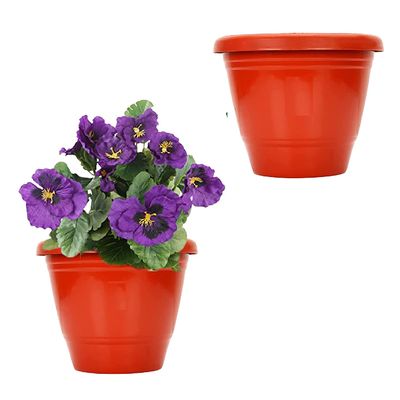 Plastic Pots, Terracotta Color 10 Inch Pot Size, 2 Pieces, Big (10" Terracotta Pot - 2)