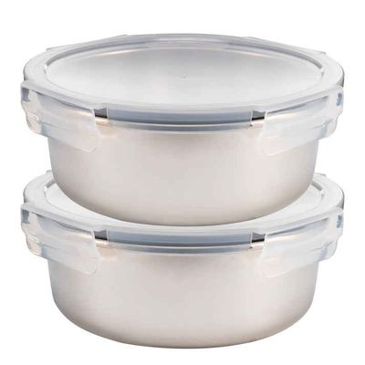 304 Ss Microwave Safe Steel Lunch Box 650 ml (Pack Of 2)