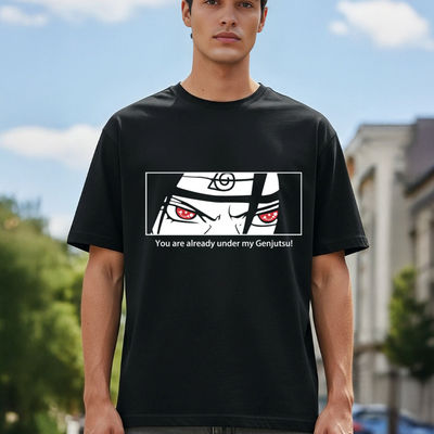 Men's Round Neck half sleeve Oversized T-shirt |AA(ARN)BLACK129 | Black - XL