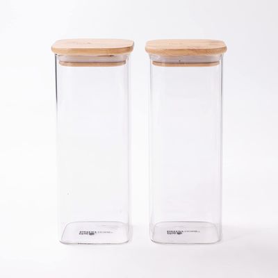 Rectangle Borosilicate Jars 1000Ml Pack Of 2