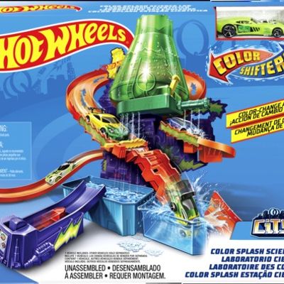 Mattel Hot Wheels Color Shifters Science Lab With 1:64 Scale Cars, Track, Waterfall Ages 3 And Older