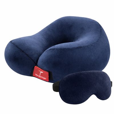 Unisex Solid Polyester Travel Neck Pillow with AdvanceDXorthopedic | Blue - Free Size