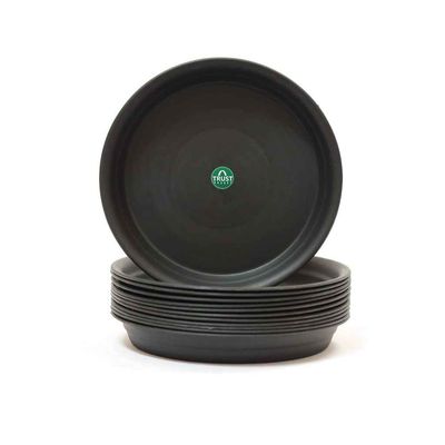 UV Treated Round Tray for 10 Inch Pot | Durable Plastic Pot Saucer - Black