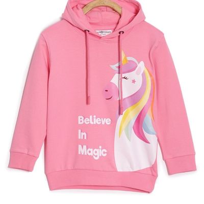 Girls Believe In Unicorn Magic Hooded Sweatshirt | Kww-An-Blim | Pink | 2-3 Years