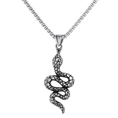 Serpent Strike Snake Pendant Necklace for Men - Bold Coiled Design | MN00017