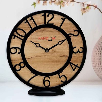 CasaCraft Pepperfry Wall Cum Table Clock 8 inch Brown Artisan Contemporary Design for Decor Home
