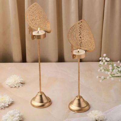 Decorative Peacock Candle Holders | Iron | Multicolour | Urban Born