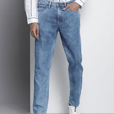 Men's G-131 Dad Fit Solid Casual Jeans | Light Blue | 34