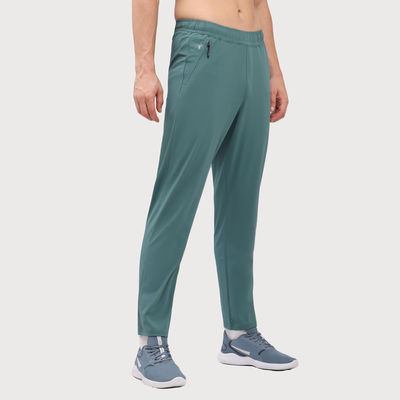 Men Poly Solid Relax Fit Sports Trackpants with ELASTO PLUS | Black | L