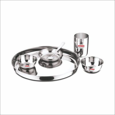 6 Pcs Stainless Steel Apple Dinner Set (Mirror Finish)