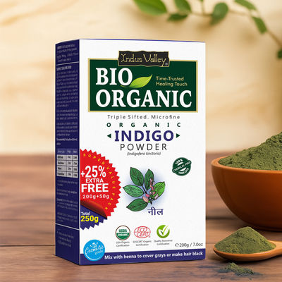 Bio Organic 100% Natural Indigo Powder by Indus Valley for Natural Hair Colour