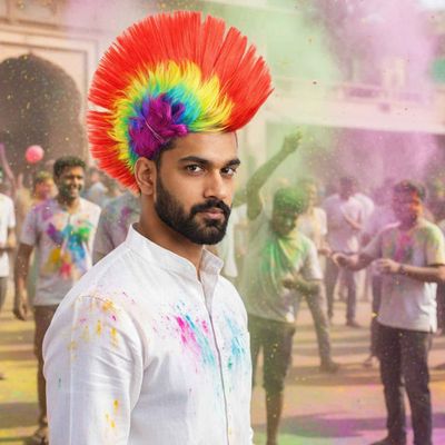 Premium Malinga Unisex Funky Hair Wig | Multi Color Rainbow Wig for Party | Party Propz