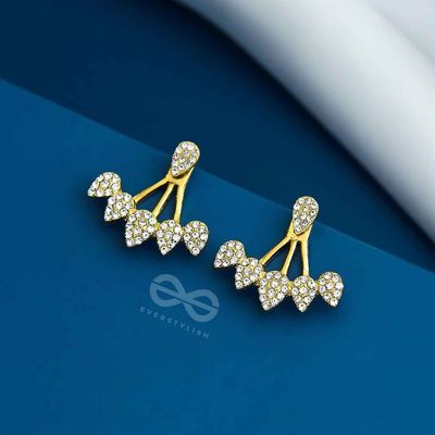 The Arctic Shrub-Golden Rhinestones Ear Jackets