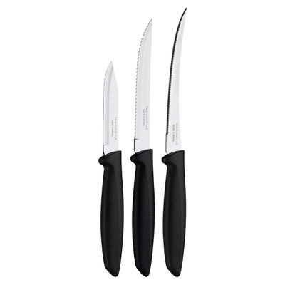 Plenus 3 Pc Knife Set for Kitchen Use, Set of Vegetable/Tomato/Fruit, Kitchen Knife Set with Polypropylene Handle, Dishwasher Safe, Made in Brazil
