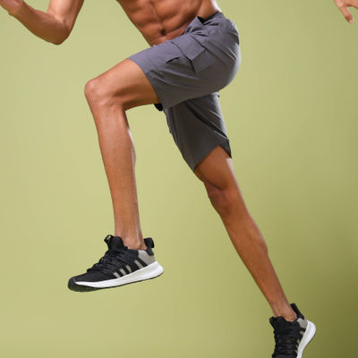 Men Poly Solid Slim Fit Sports Shorts with TS FLEXI | Iron Grey | M