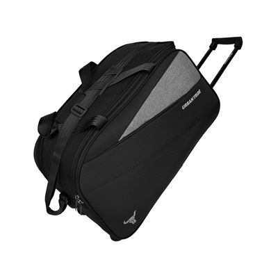 Urban Tribe Unisex Abstract Polyester 49 L Telescopic Duffle Trolley Bag | Black and Grey
