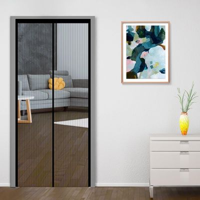 Magnetic Polyester Mosquito Net For Door | Black - 200 x 100 cm