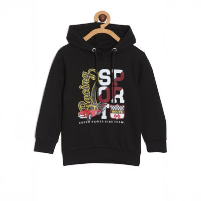 Boys Racing Sport Hooded Sweatshirt | Kww-An-Bwzh | Black | 3-4 Years