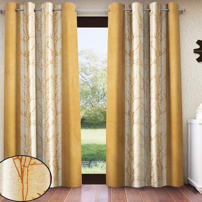 Branch Bliss Grommet Eyelet Polyester Window Curtains 5 Feet Gold