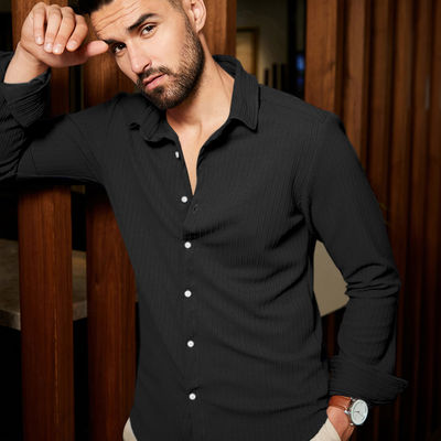 Men's Stripe - Creased Shirt | Black - S
