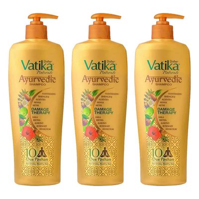 Dabur Vatika Naturals Ayurvedic Shampoo with 2X Damage Protection Combo