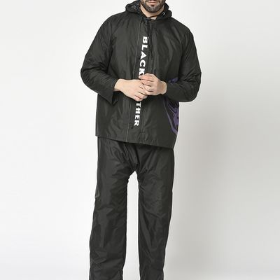 Citizen Raincoat Reversible Marvel Series Black Panther-XXL Black