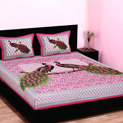 Metro Living 104 Tc Cotton Double Animal Flat Bedsheet | Pack Of 1, Pink