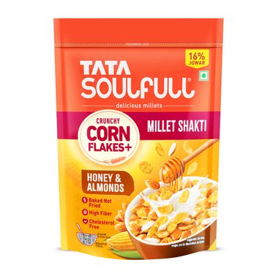 Corn Flakes, Honey & Almonds, Crunchy Corn & Millets, Baked Not Fried, High Fiber