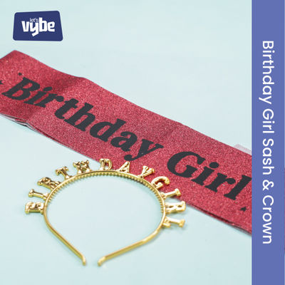 Birthday Girl Sash and Crown | Assorted Colour | Let's Vybe