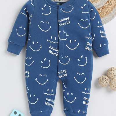 Smiley World Printed Romper Infant Girls | Blue - 0 - 3 Month