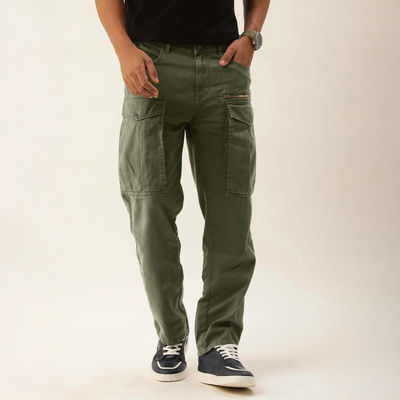 Men's Relax Fit Cargo Trousers | Olive - 28