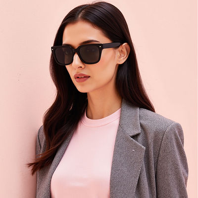 Unisex Stainless Steel Square Sunglasses | Black - M