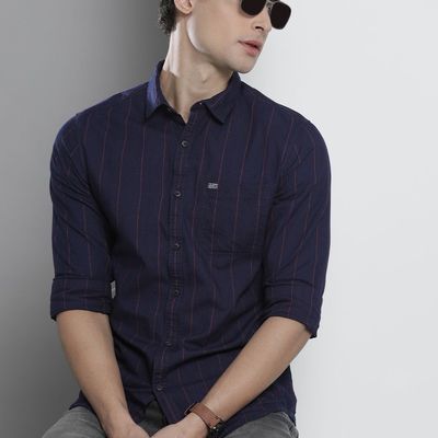 Men's Slim Fit Solid Casual Shirt | Black - S