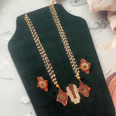 Long Balaji necklace | Multilayer Moti Chain | Gold - Necklace-042