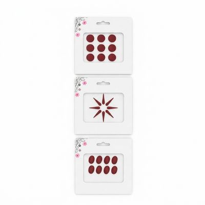Round Oval and Long Drop Waterproof Bindi | Maroon - Large Size
