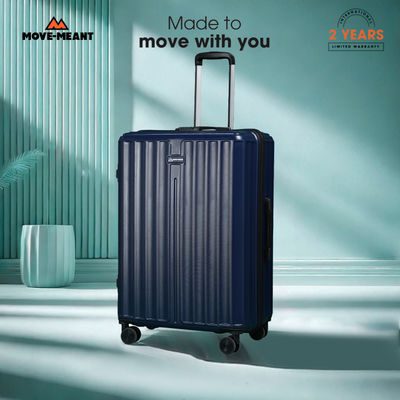Roamify Large Suitcase | Polycarbonate Trolley | 8 Wheels | Number Lock | Navy Blue-66cm