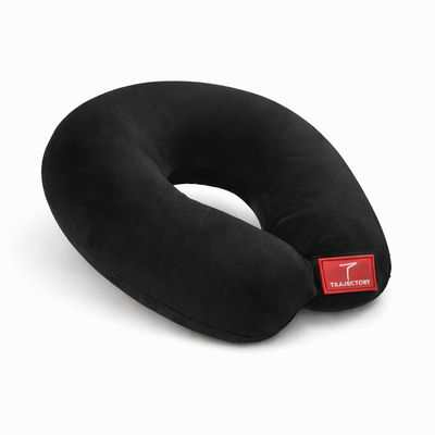 Unisex Solid Polyester Neck Pillow | Black - One Size