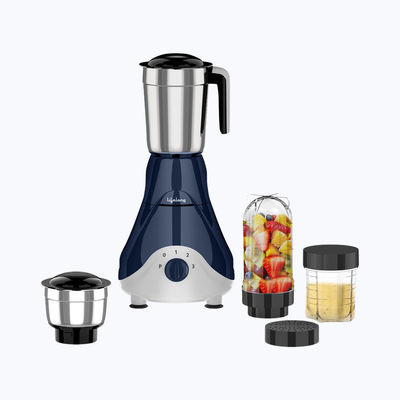 Mixer Grinder | 500 W | 4 Jars - 2 Stainless Steel Jars and 2 Nutri bullet Jars for Smoothie & Blending - Blue