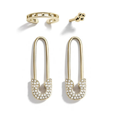 Rhinestone Pearl Gold Pin Earrings | Jlt11462