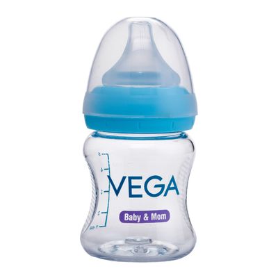 Vega Baby & Mom Tritan Feeding Bottle | 150 ml | Wide Neck - Blue | Bpa-Bps Free | Vbfb4-03