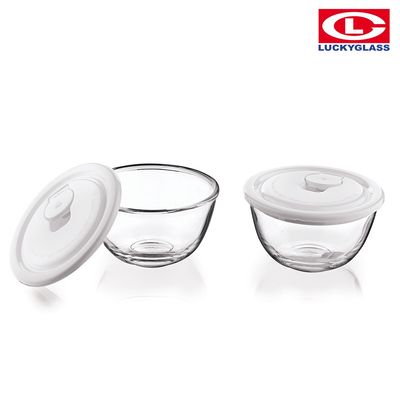 Luckyglass Glass Mixing Bowl With Airtight Lid-405 ml
