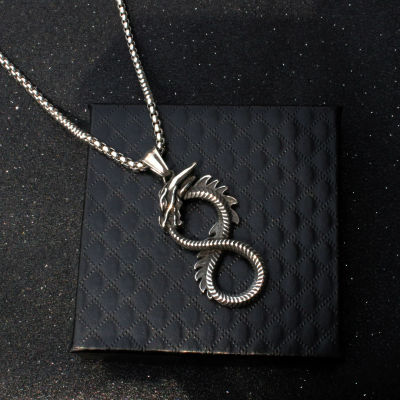 Eternal Dragon Infinity Pendant Necklace Mens | MN00013