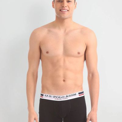 USPA Pure Stretch Cotton Mens Trunk - Pack of 2 - Black - S