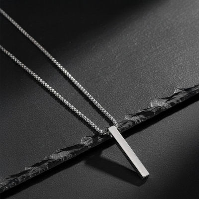 Men's Pendant | Bar Pendant with Chain | Necklace-107 | Silver
